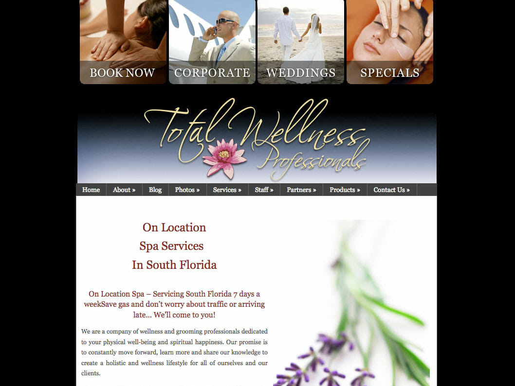 Brian Blair, Total Wellness, Wordpress Development Portfolio